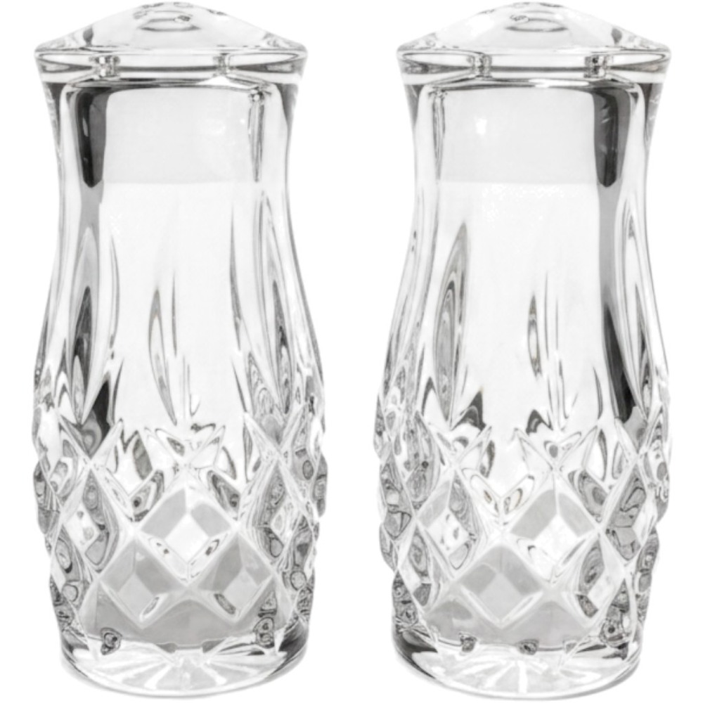 Gorham Full Lead Crystal Salt and Pepper Shakers Diamond Cut Germany 3‎ Inch S3